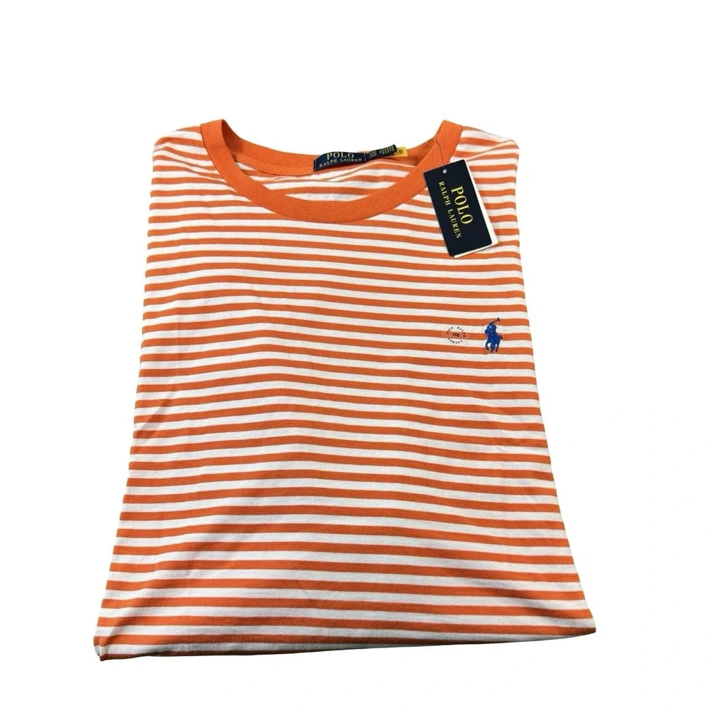 Polo Ralph Lauren Orange Striped Blue Pony Cottton Polo Shirt Size 4XLB NWT